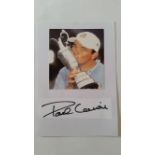 GOLF, signed white card by Paul Lawrie (Open Champion 1999), laid down to card with attached