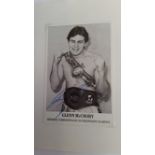 BOXING, signed promotional card by Glenn McCrory, corner-mounted to card showing him half-length