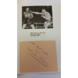 BOXING, signed piece by Yolande Pompey, laid down to card beneath magazine photo showing him half-