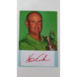 GOLF, signed white card by Stuart Cink (Open Champion 2009), laid down to card with attached