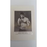 BOXING, signed promotional card by Charlie Magri, corner-mounted to card showing him half-length