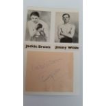 BOXING, signed piece by Jackie Brown & Jimmy Wilde, laid down to card beneath photo showing them