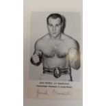 BOXING, signed promotional p/c by Jack Bodell, laid down to card showing him half-length in boxing