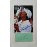 GOLF, signed card by Tom Lehman (Open Champion 1996), laid down to card with attached magazine