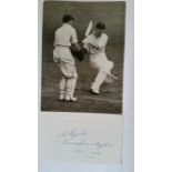 CRICKET, signed lined piece by E Paynter, with photo showing him full-length batting, VG, 2
