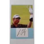 GOLF, signed piece by Louis Oosthuizen (Open Champion 2010), laid down to card with attached