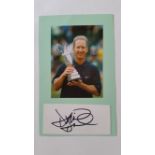 GOLF, signed white card by David Duval (Open Champion 2001), laid down to card with attached