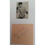 BOXING, signed piece by Dai Dower, laid down to card beneath small magazine photo showing him half-