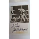 BOXING, signed and inscribed piece by Jake La Motta, laid down to card beneath magazine photo