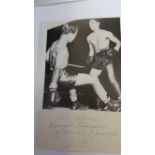 BOXING, signed piece by Dado Marino, laid down to card beneath photo showing him full-length in