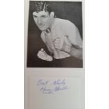 BOXING, signed piece by Henry Hall, laid down to card beneath magazine photo showing him half-length