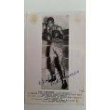 BOXING, signed promotional p/c by Kid Tanner, corner-mounted to card showing him full-length in