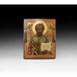 Russian Orthodox Painted Icon of St Nikolas