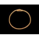 Viking Gold Bracelet with Animal Head Terminals