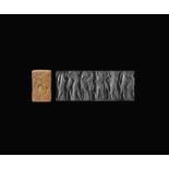 Western Asiatic Early Dynastic III Cylinder Seal with Contest Scenes