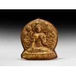 Tibetan Gilt Arya Tara Plaque