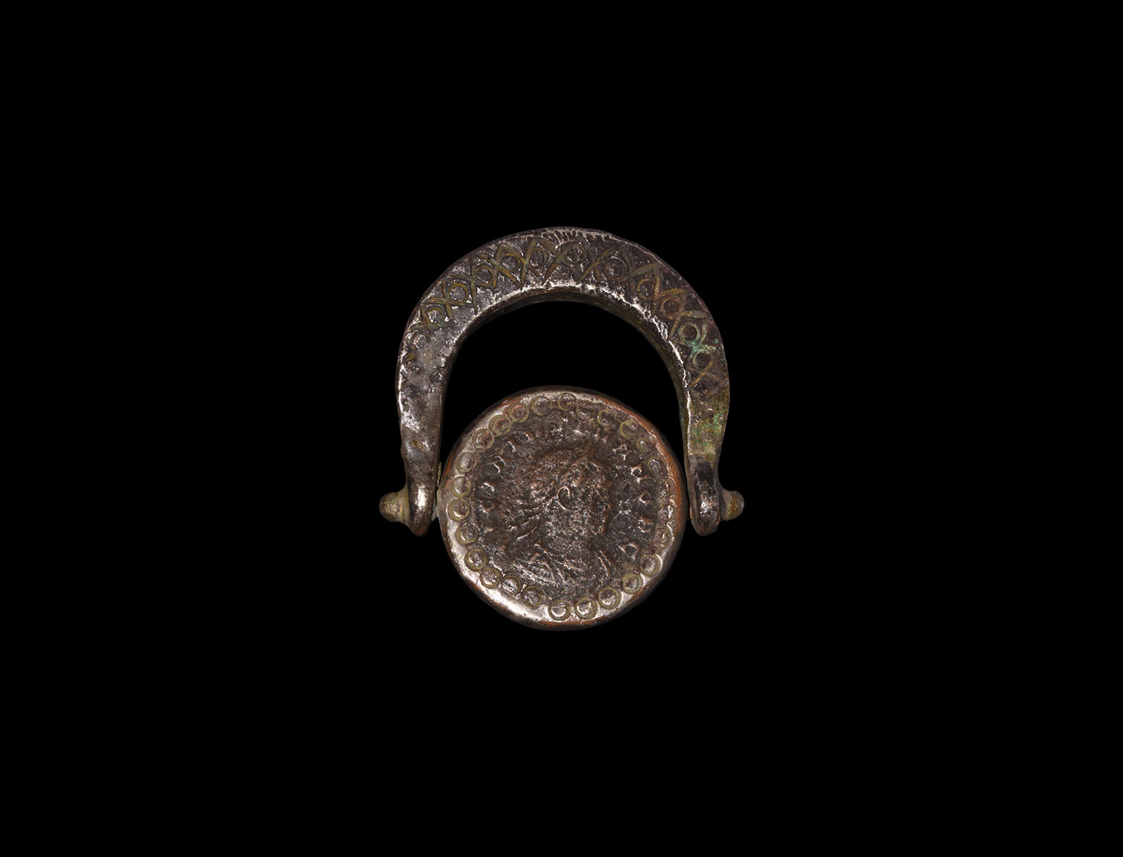Roman Swivel Ring with Coins
