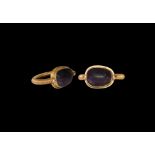 Egyptian Amethyst Scarab in Gold Ring