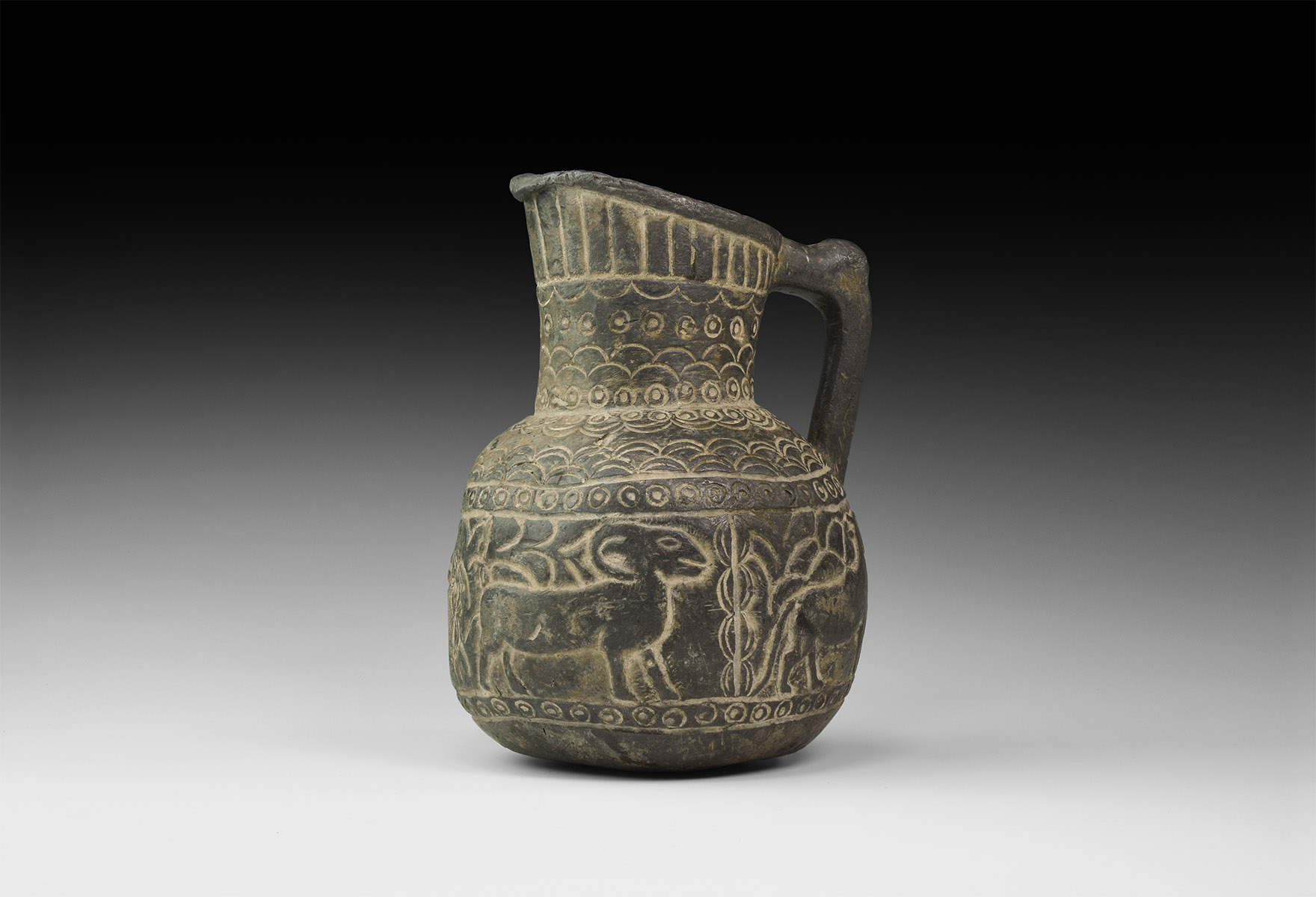 Western Asiatic Lead Ewer with Animals