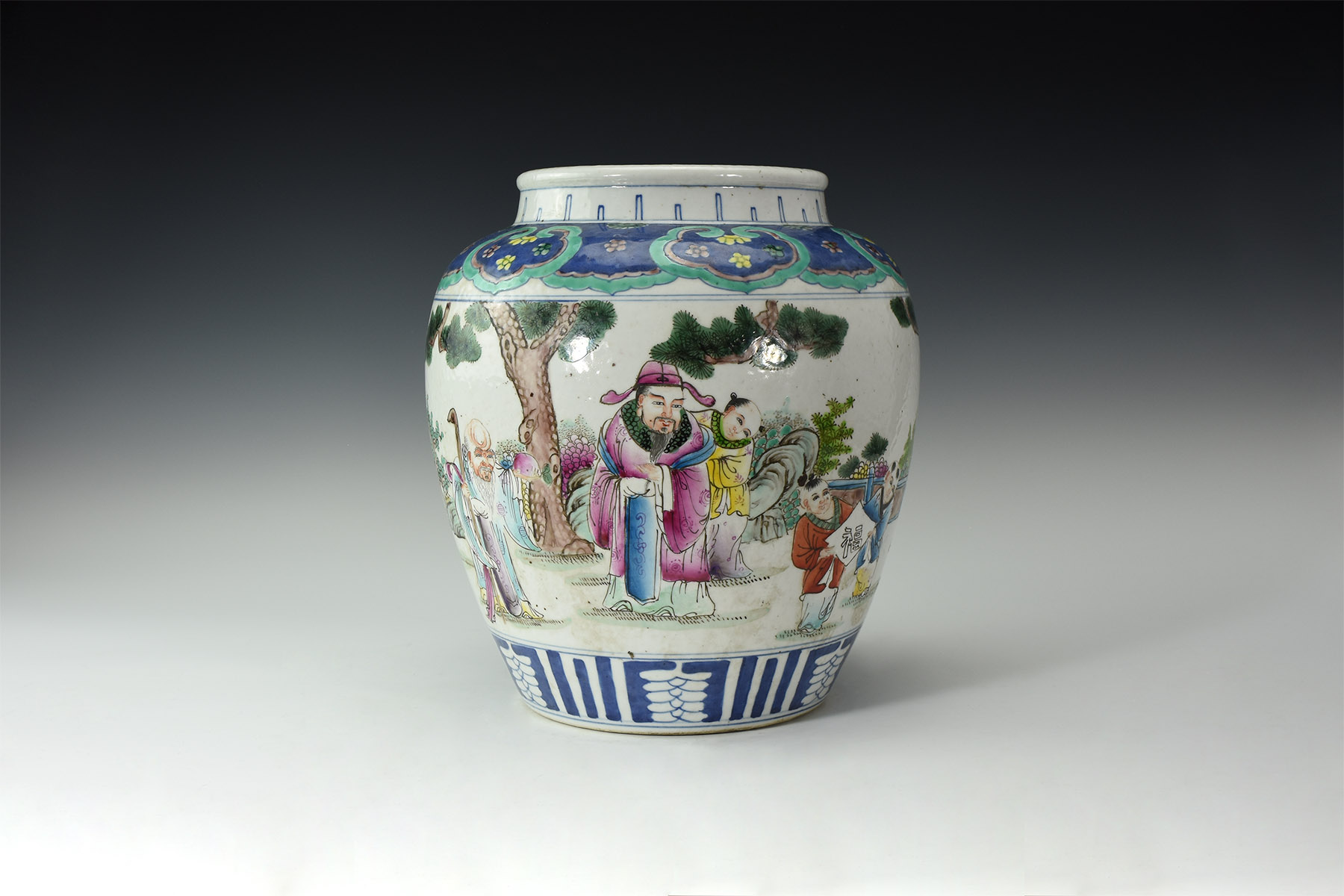 Chinese Glazed Vase with Boys Holding Kite