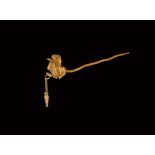 Greek Gold Pin with Gryphon