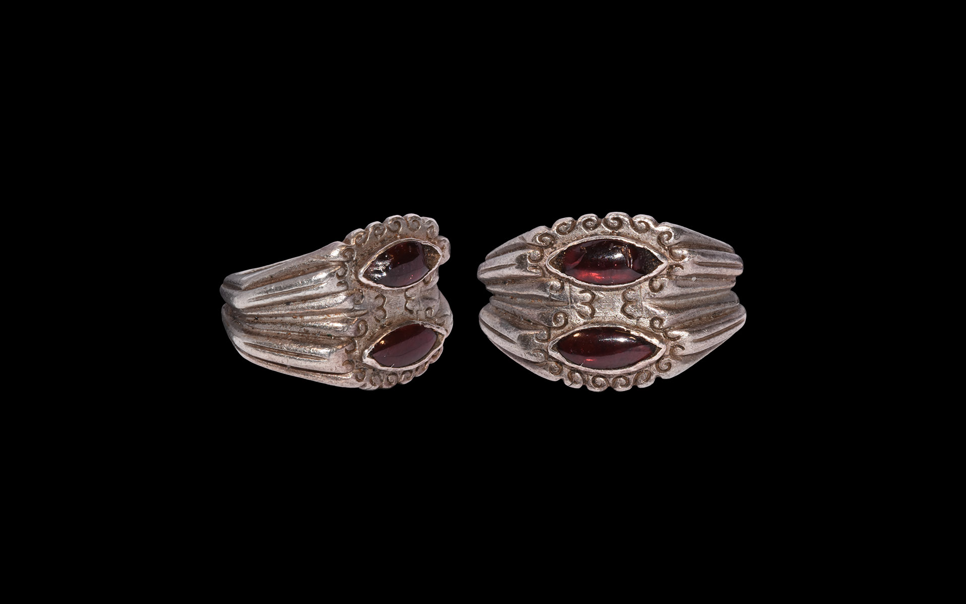 Roman Silver Double-Bezel Ring