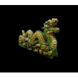 Chinese Ming Glazed Dragon Roof Tile