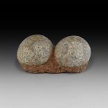 Fossil Hadrosaur Dinosaur Egg Pair