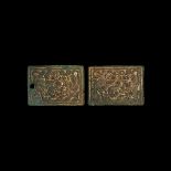 Chinese Ordos Gilt Animal Plaque Pair