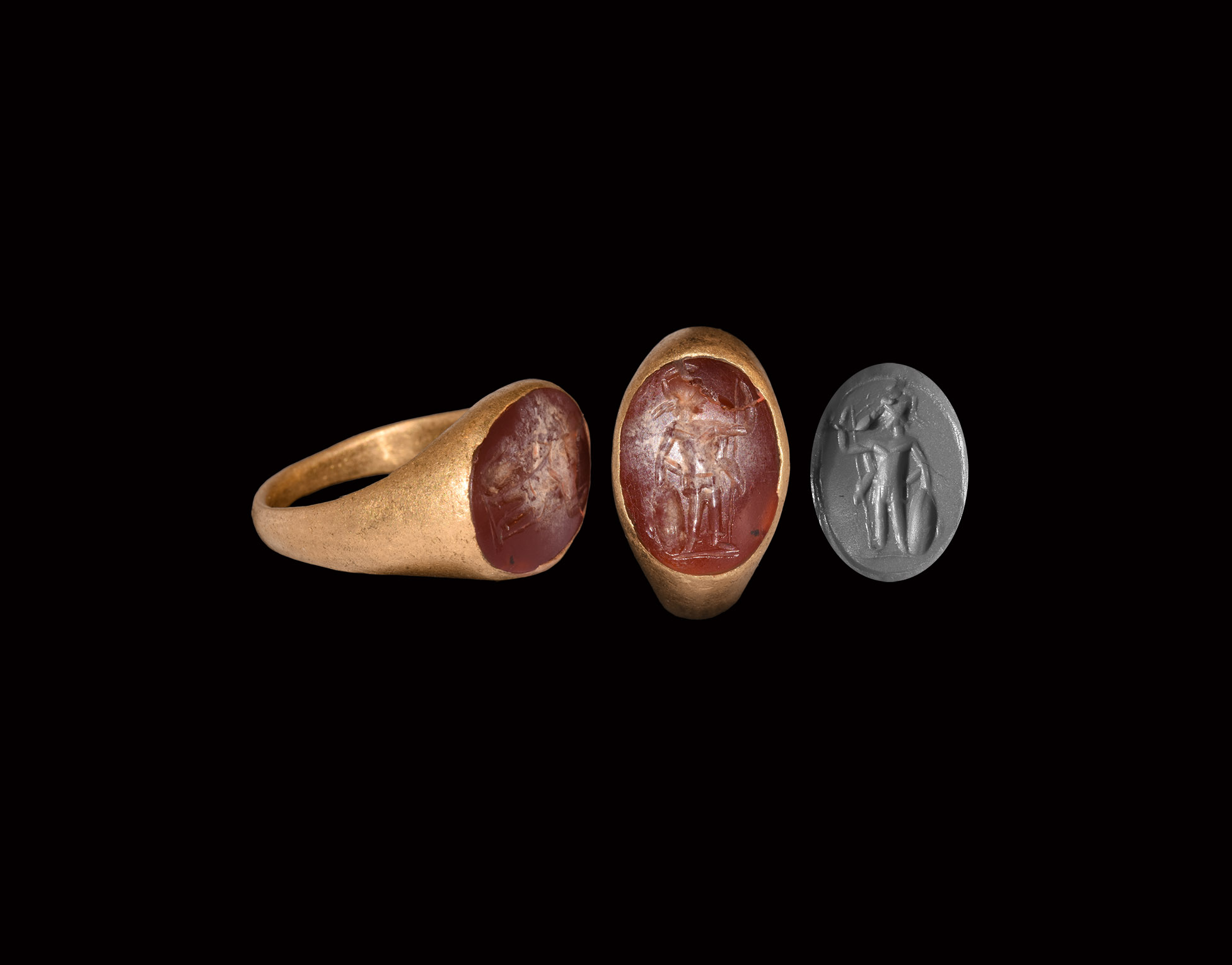 Roman Gold Ring with Mars Gemstone