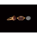 Roman Gold Ring with Pan Gemstone