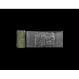 Old Babylonian Cylinder Seal with Worship Scene