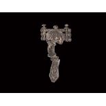 Gothic Silver Bar-Headed Bow Brooch