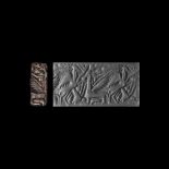 Mitannian Cylinder Seal with Winged Quadrupeds