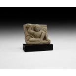 Gandharan Figural Frieze Section with Crouching Atlas