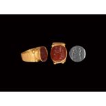 Roman Gold Ring with Figural Gemstone