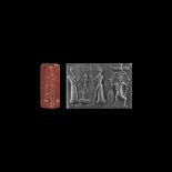 Western Asiatic Neo-Assyrian Cylinder Seal with Scorpion-man and Sun God