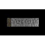 Western Asiatic Early Dynastic Cylinder Seal with Bull-Man and Two Quadrupeds