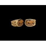 Roman Lion Gemstone in Gold Ring