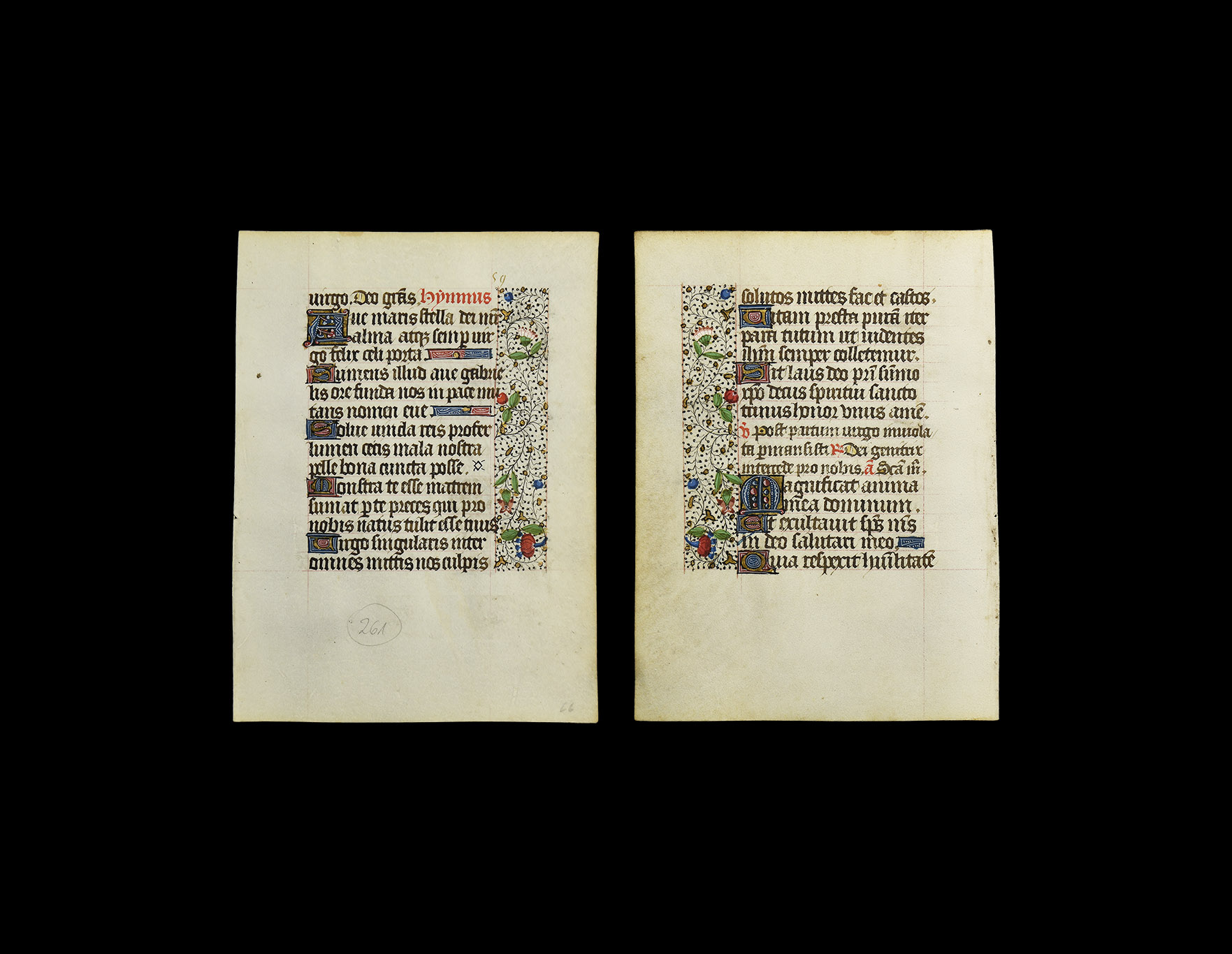 Medieval French Book of Hours Manuscript Leaf