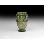 Roman Green Glass Vase with Trail Decoration