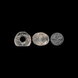 Western Asiatic Sassanian Rock Crystal Stamp Seal with Gryphons