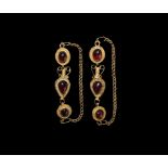 Roman Gold and Garnet Amphora Earrings