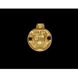 Roman Gold Pendant with Busts