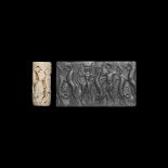 Western Asiatic Early Dynastic IIIa Cylinder Seal with Contest Scene