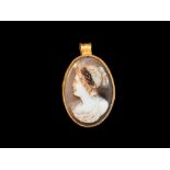 Roman Portrait Gemstone in Gold Pendant