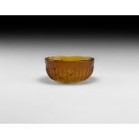 Roman Ribbed Amber Glass Bowl