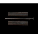 Medieval Long Sword with Fish-Dragons and Tridents