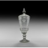 Russian Engraved Glass Baluster Goblet of Peter the Great