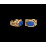 Visigothic Gold Filigree Ring with Blue Glass Gemstone